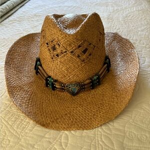 Straw Cowboy Hat with Beaded Band